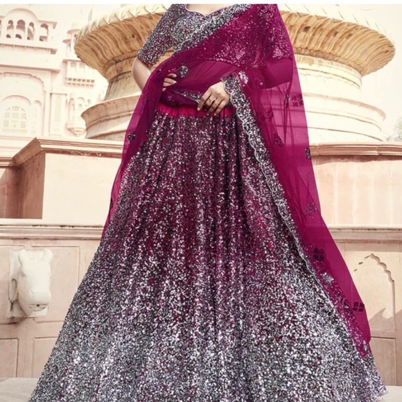 Purple and sliver sequin lehenga choli! - Picture 1 of 5